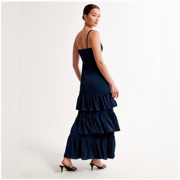 Abercrombie Ruffle Tiered Maxi Dress in Navy, size small NWT - Picture 2 of 7